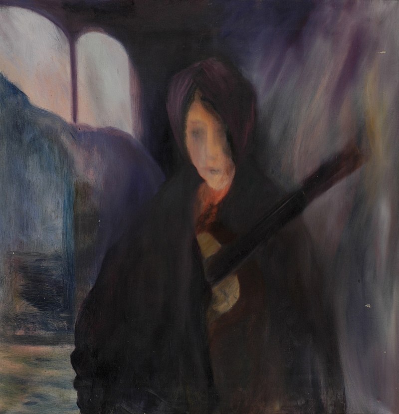 800px-K.A._Schmidt_-_Figuur_in_cape_met_muziekinstr.^(levensfakkel^)_-.jpg