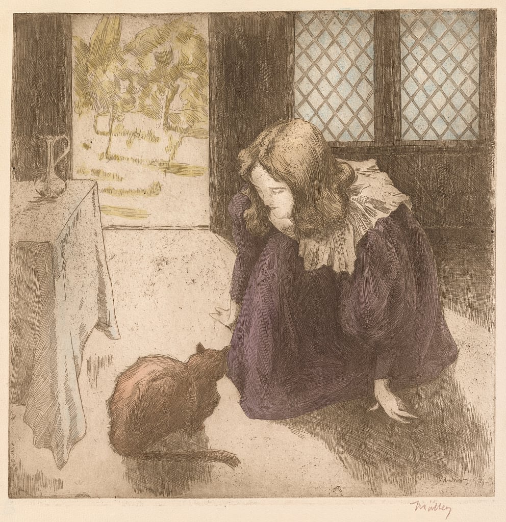 Alfredo_Mueller_-_Interior_Little_Girl_with_Cat_La_Petite_fille_au_chat_1897_-_.jpg