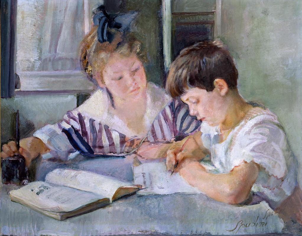 armando-spadini--bambini-che-studianoп.jpg