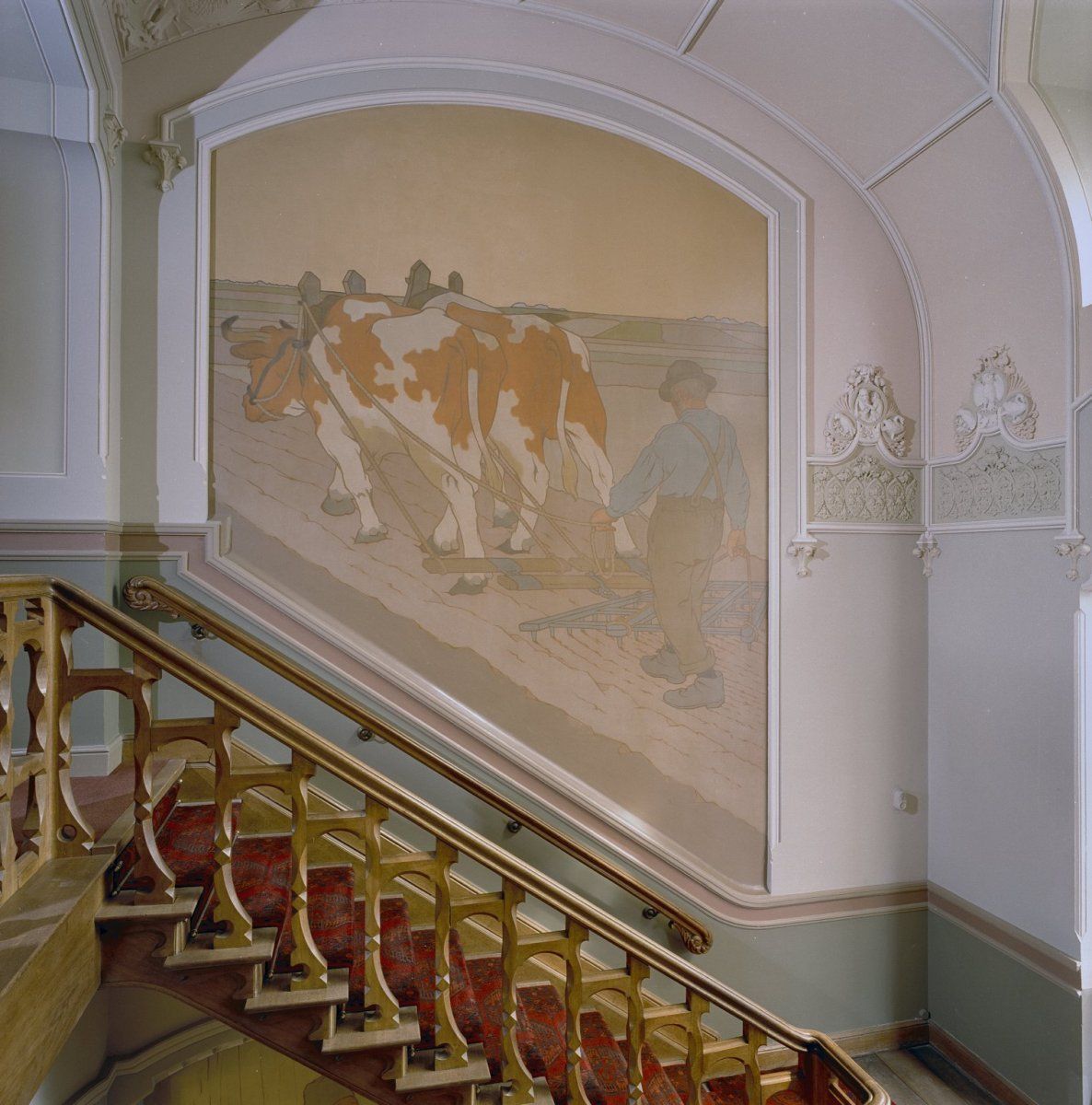 Interieur,_trapopgang,_schildering__eggen_met_ossen__-_Steenwijk_-_20331292_-_RCE.jpg