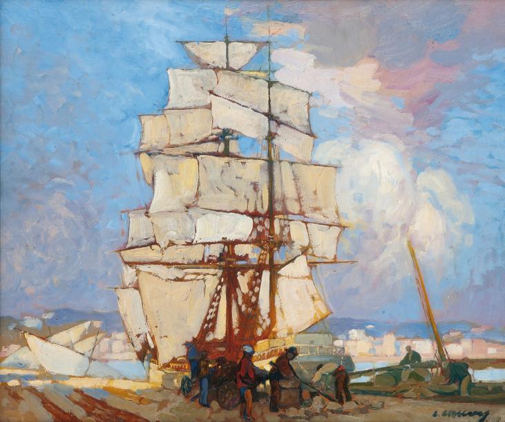 Leon-Cauvy-In-the-Harbor-of-Algiers.jpg