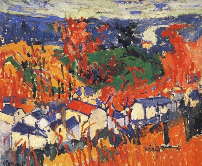 Maurice+de+Vlaminck+-+Houses+at+Chatou+with+Red+Trees+.JPG