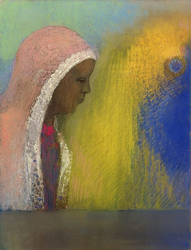 Odilon Redon - Portrait of a Woman in a Pink Veil 1885.jpg