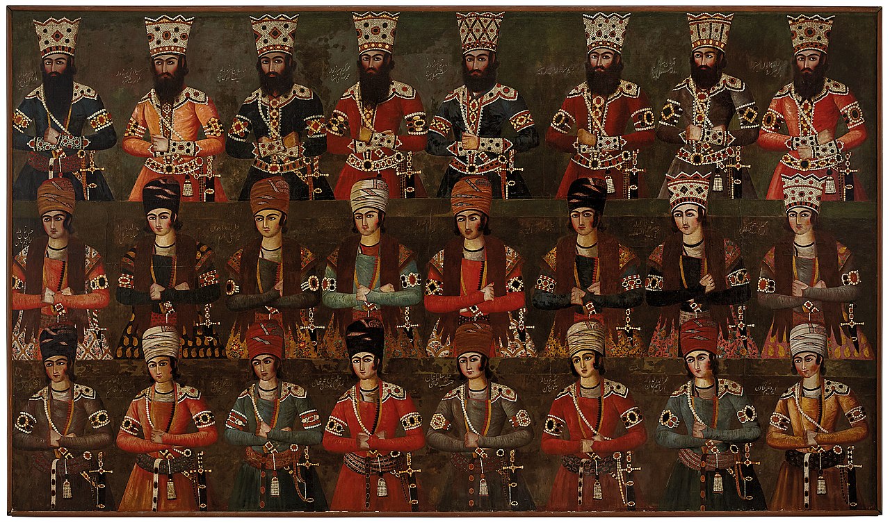 Qajar_group_portrait_depicting_24_o(active_1800-1850),_Tehran_or_environs,_Iran,_circa_1810-20.jpg
