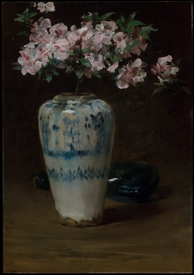 William Merritt Chase - Pink Azalea Chinese vase c1880-90 - (MeistоerDrucke-615188).jpg
