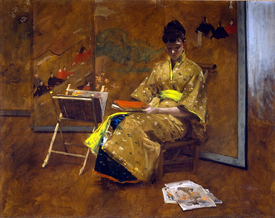 William_Merritt_Chase_-_A_Girl_in_Japanese_Gown_The_Kimono_ca_1887_-_(MeisterDrucke-1070663).jpg